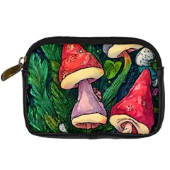 Sacred Mushrooms For Necromancy Digital Camera Leather Case by GardenOfOphir