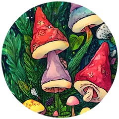 Sacred Mushrooms For Necromancy Wooden Puzzle Round by GardenOfOphir