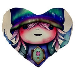 Necromancy Conjuration Magical Large 19  Premium Flano Heart Shape Cushions