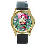 Glamour Enchantment Wizard Round Gold Metal Watch Front