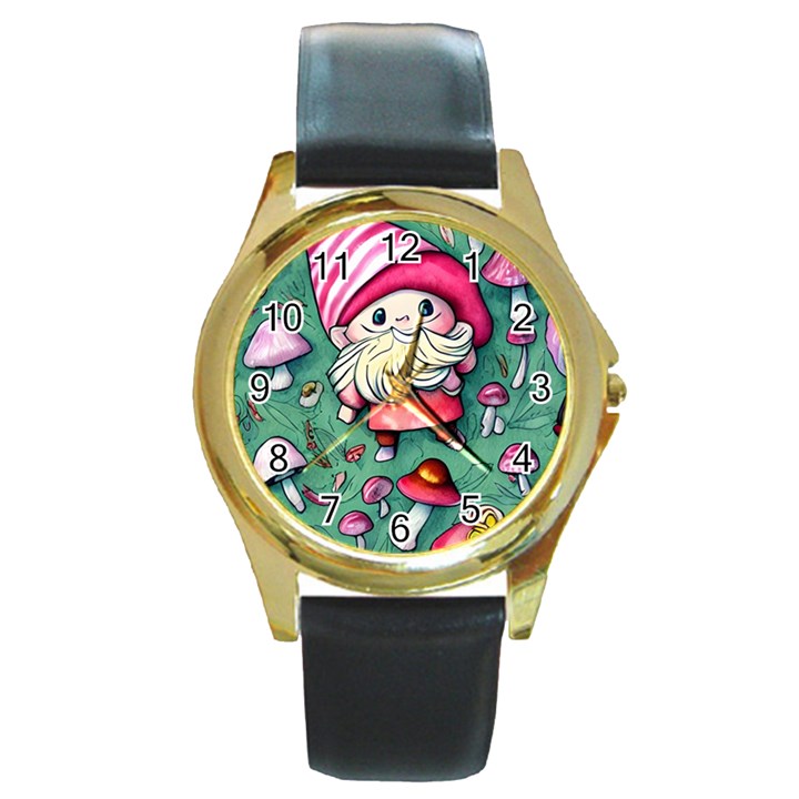 Glamour Enchantment Wizard Round Gold Metal Watch