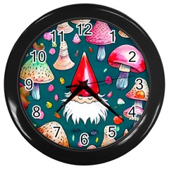 Mushrooms (228) Wall Clock (black) by GardenOfOphir