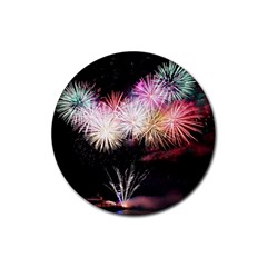 Firework Rubber Round Coaster (4 Pack) by artworkshop