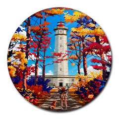 Lighthouse Round Mousepad by artworkshop