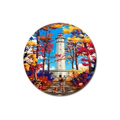 Lighthouse Magnet 3  (round) by artworkshop