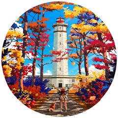 Lighthouse Wooden Puzzle Round by artworkshop