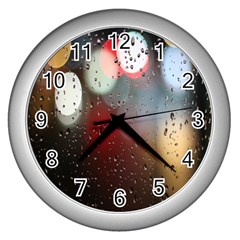 Rain On Window Wall Clock (silver) by artworkshop