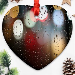 Rain On Window Heart Ornament (two Sides) by artworkshop