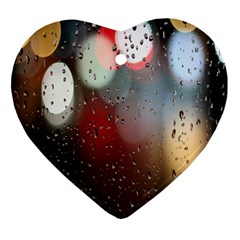 Rain On Window Heart Ornament (two Sides) by artworkshop