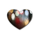 Rain on window Rubber Coaster (Heart) Front