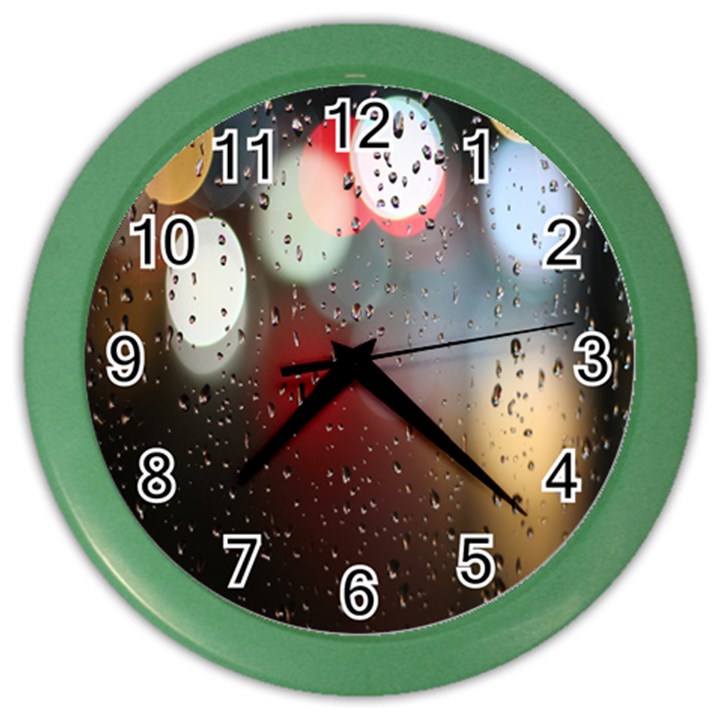 Rain on window Color Wall Clock