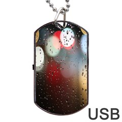 Rain On Window Dog Tag Usb Flash (one Side) by artworkshop