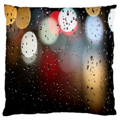 Rain On Window Large Cushion Case (two Sides) by artworkshop