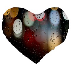 Rain On Window Large 19  Premium Heart Shape Cushions by artworkshop