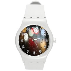 Rain On Window Round Plastic Sport Watch (m) by artworkshop