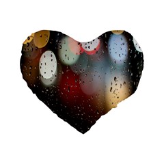 Rain On Window Standard 16  Premium Heart Shape Cushions by artworkshop