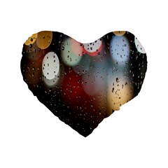 Rain On Window Standard 16  Premium Flano Heart Shape Cushions by artworkshop