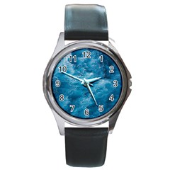 Blue Water Speech Therapy Round Metal Watch by artworkshop