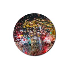 Water Droplets Rubber Coaster (round) by artworkshop