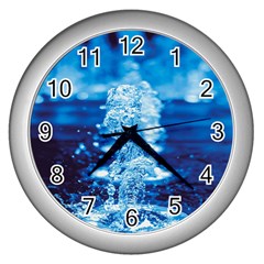 Water Blue Wallpaper Wall Clock (silver) by artworkshop