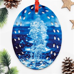 Water Blue Wallpaper Oval Filigree Ornament (two Sides) by artworkshop