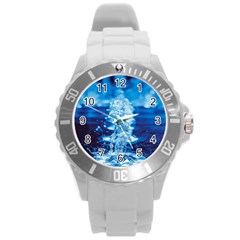 Water Blue Wallpaper Round Plastic Sport Watch (l) by artworkshop