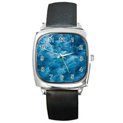 Blue Water Speech Therapy Square Metal Watch by artworkshop