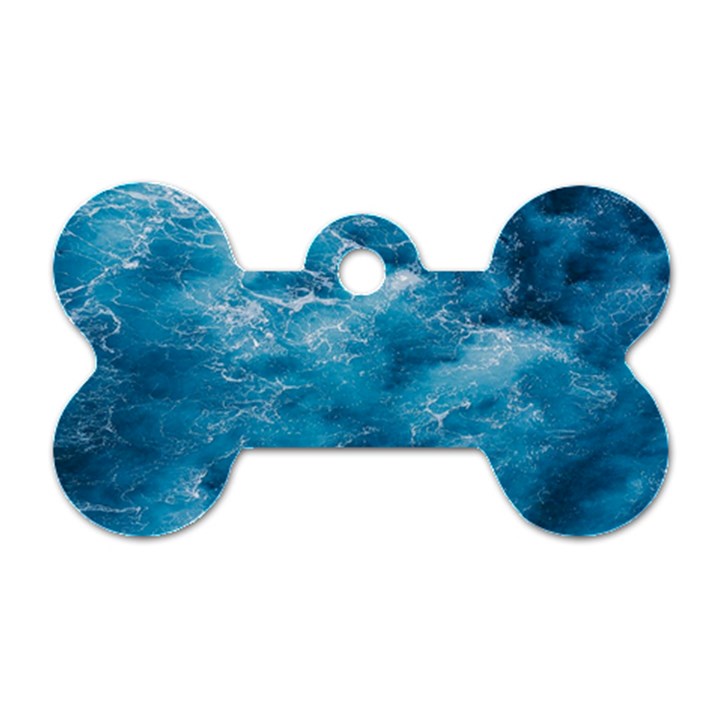 Blue Water Speech Therapy Dog Tag Bone (One Side)