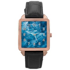 Blue Water Speech Therapy Rose Gold Leather Watch  by artworkshop