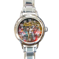 Water Droplets Round Italian Charm Watch by artworkshop