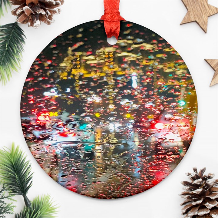 Water Droplets Round Ornament (Two Sides)