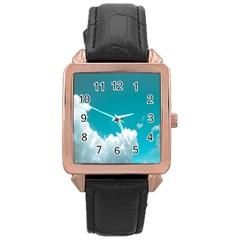 Clouds Hd Wallpaper Rose Gold Leather Watch  by artworkshop