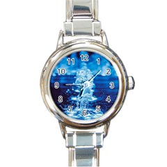 Water Blue Wallpaper Round Italian Charm Watch by artworkshop