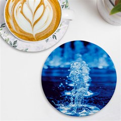 Water Blue Wallpaper Uv Print Round Tile Coaster by artworkshop