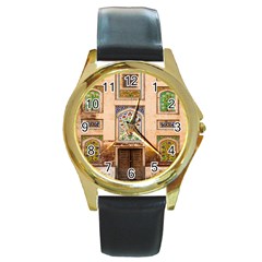 Mosque Round Gold Metal Watch by artworkshop