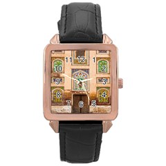 Mosque Rose Gold Leather Watch  by artworkshop