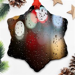 Rain On Window Ornament (snowflake) by artworkshop