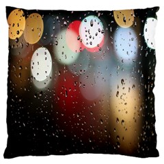 Rain On Window Large Premium Plush Fleece Cushion Case (one Side) by artworkshop