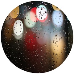 Rain On Window Wooden Puzzle Round by artworkshop