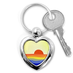 Sunset Nature Sea Ocean Key Chain (heart) by Ravend