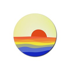 Sunset Nature Sea Ocean Rubber Coaster (round) by Ravend