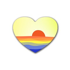 Sunset Nature Sea Ocean Rubber Coaster (heart)