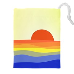 Sunset Nature Sea Ocean Drawstring Pouch (5xl) by Ravend