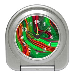 Background Green Red Travel Alarm Clock by Ravend