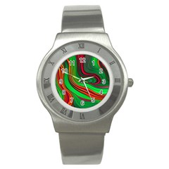 Background Green Red Stainless Steel Watch by Ravend