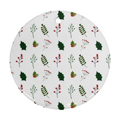 Leaves Mistletoe Plants Winter Ornament (round) by Ravend