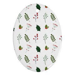 Leaves Mistletoe Plants Winter Ornament (oval) by Ravend