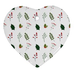 Leaves Mistletoe Plants Winter Ornament (heart) by Ravend