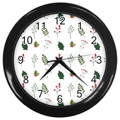 Leaves Mistletoe Plants Winter Wall Clock (black) by Ravend