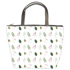 Leaves Mistletoe Plants Winter Bucket Bag by Ravend